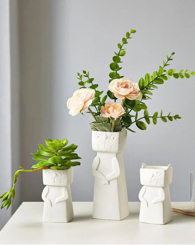 playful cat ceramic vase nordic style home decoration vase