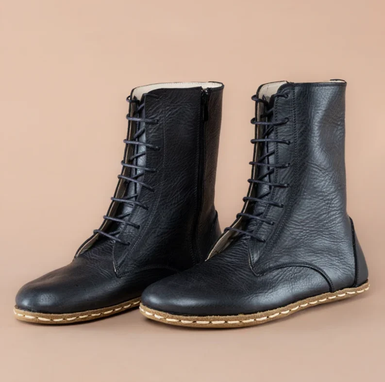 Womens black barefoot high ankle boots 3.webp
