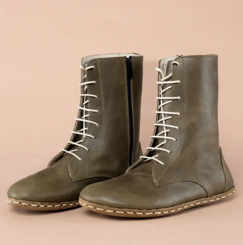 Womens green barefoot high ankle boots 4.webp